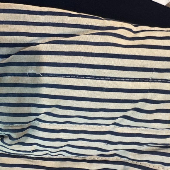 90s Lord & Taylor Mens MD Navy Wool Coat Bomber Jacket Leather Collar - Picture 8 of 10